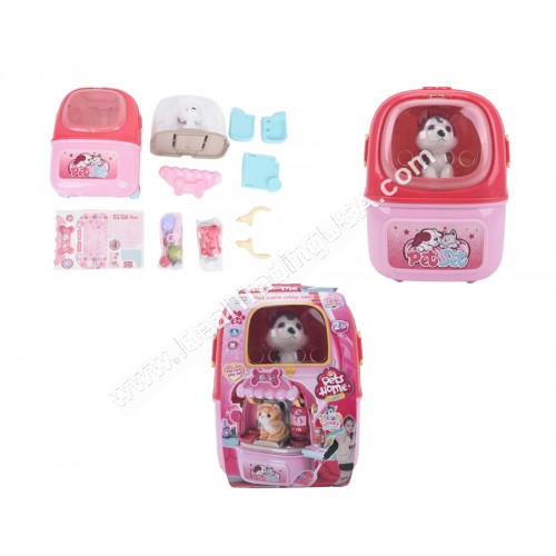 Pet Set Trolley Case with Plush Puppy (9pcs/box)