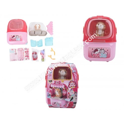 Pet Set Trolley Case with Plush Kitten (9pcs/box)