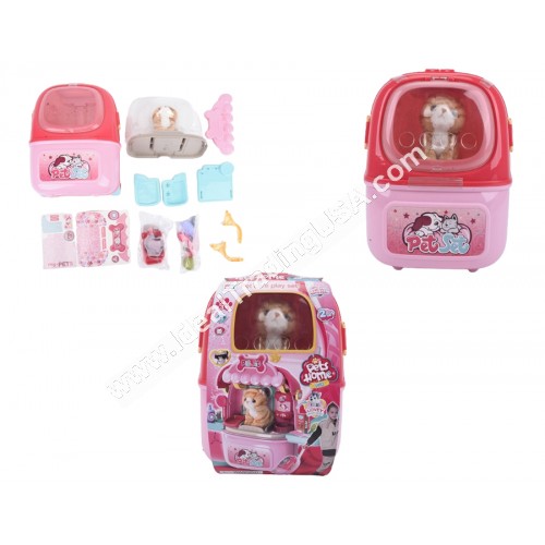 Pet Set Trolley Case with Plush Kitten (9pcs/box)