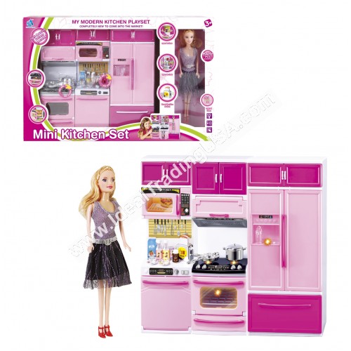 Kitchen Set w/doll (10pcs/box)