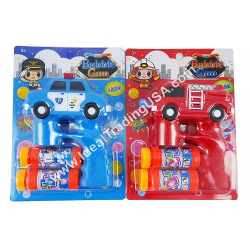 Fire Truck Police w/ Light & Music  Bubble Gun (48pcs/Box)