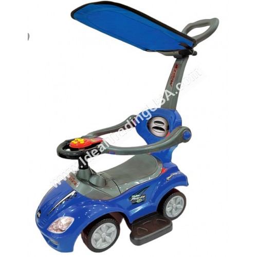 Ride On Push Blue Car w/ canopy (1pcs/box)