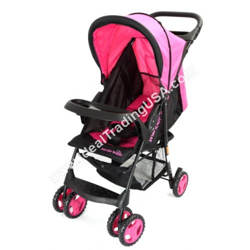 Easyrider Multiposition one hand fold Compact Stroller w/round Canopy& basket Pink (2pcs/box) CBF: 3.06 WT: 24.99lbs